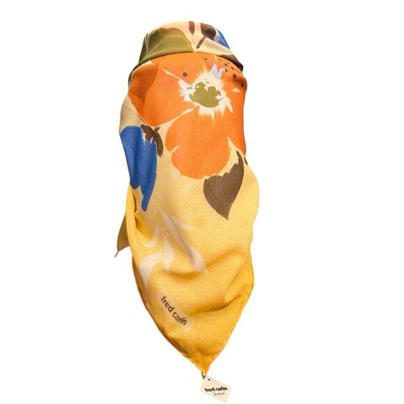 Rare Vintage 1960 Fred Carlin Foulards Floral Scarf Original Tag Hand Rolled Hem - Picture 2 of 8